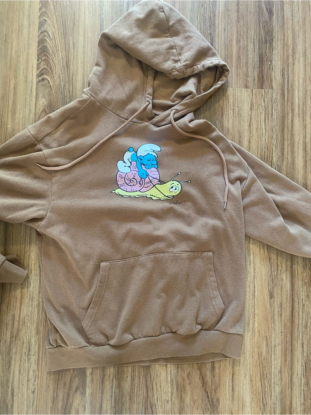 The Smurfs Relaxed Brown Hoodie with Colorful Graphic